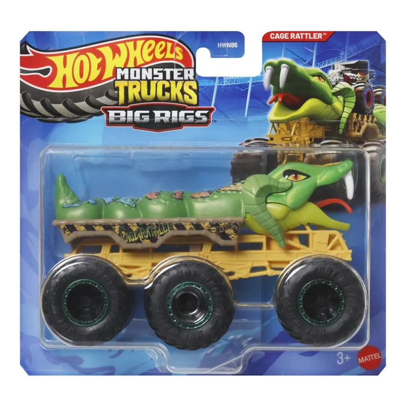 HOT WHEELS MONSTER TRUCK BIG RIGS MASINUTA METALICA CU 6 ROTI CAGE RATTLER SCARA 1 LA 64