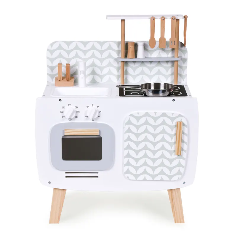 Bucatarie retro Ecotoys, lemn, cu accesorii KID003969 — imaginea 2