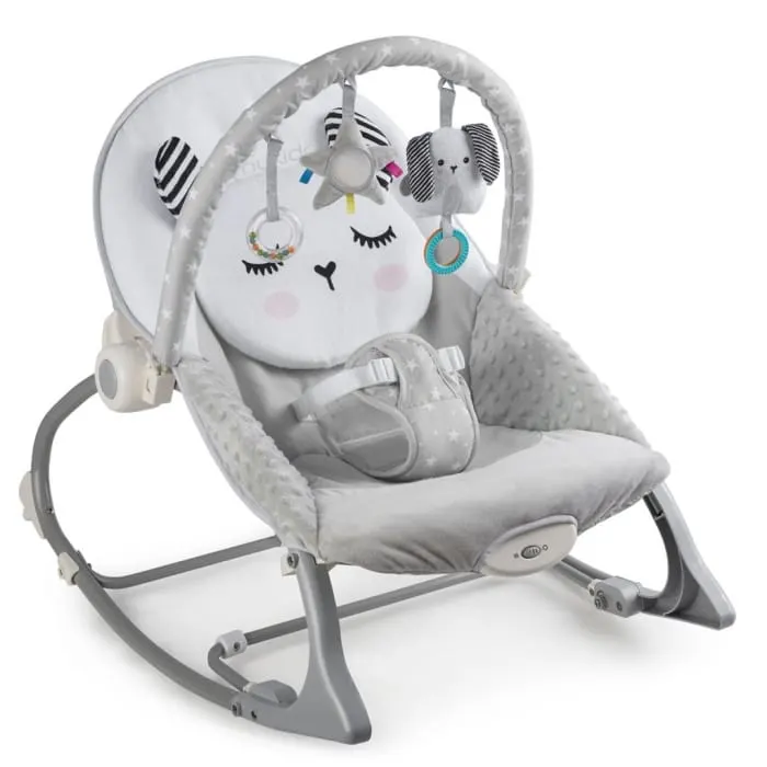 Balansoar multifunctional Nukido, panda, vibratii si jucarii, gri KID610135