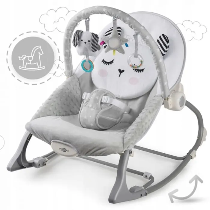 Balansoar multifunctional Nukido, panda, vibratii si jucarii, gri KID610135 — imaginea 3