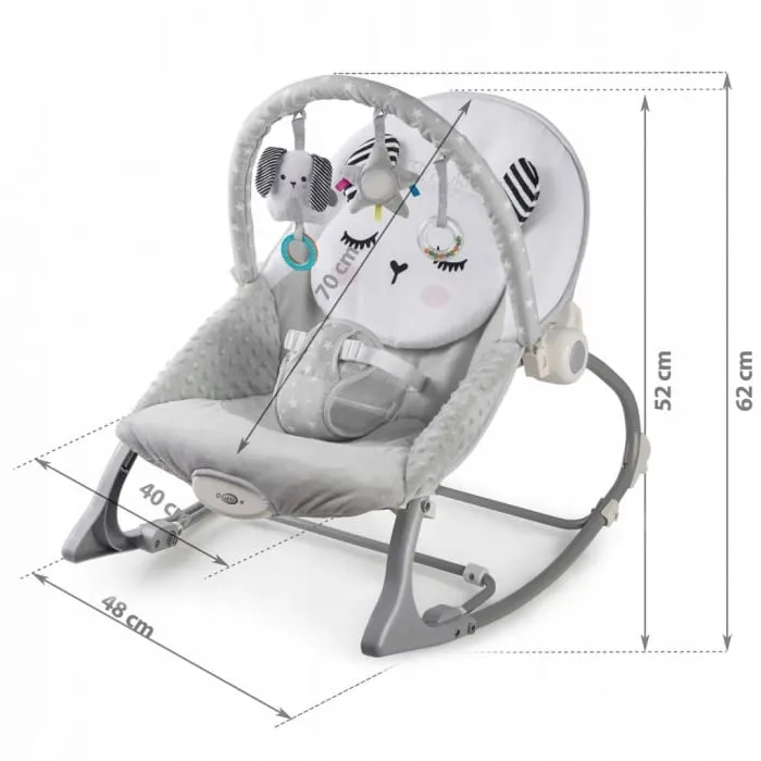 Balansoar multifunctional Nukido, panda, vibratii si jucarii, gri KID610135 — imaginea 4