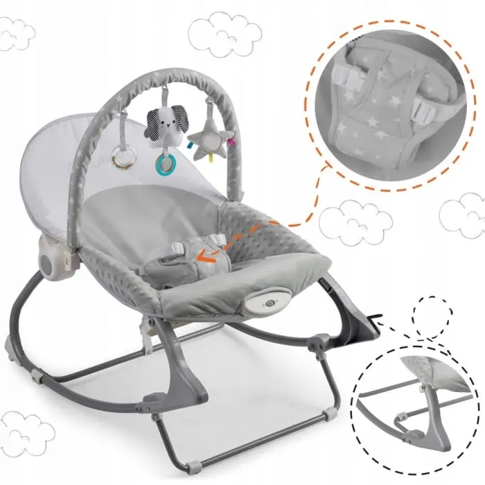 Balansoar multifunctional Nukido, panda, vibratii si jucarii, gri KID610135 — imaginea 5
