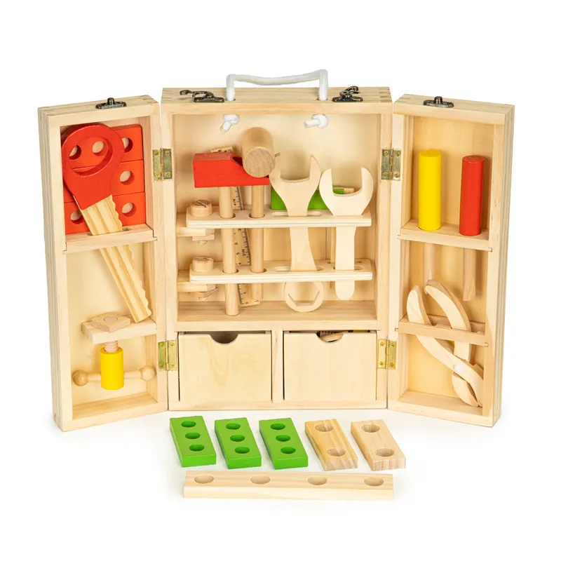 Trusa unelte Ecotoys, lemn, 10 accesorii, multicolor KID970490 — imaginea 2