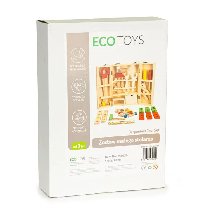 Trusa unelte Ecotoys, lemn, 10 accesorii, multicolor KID970490 — imaginea 4