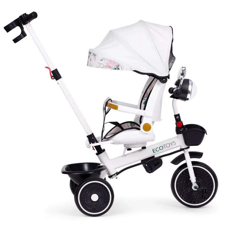 Tricicleta Ecotoys, maner paternal, scaun reversibil, copertina, alb KID005949 — imaginea 4