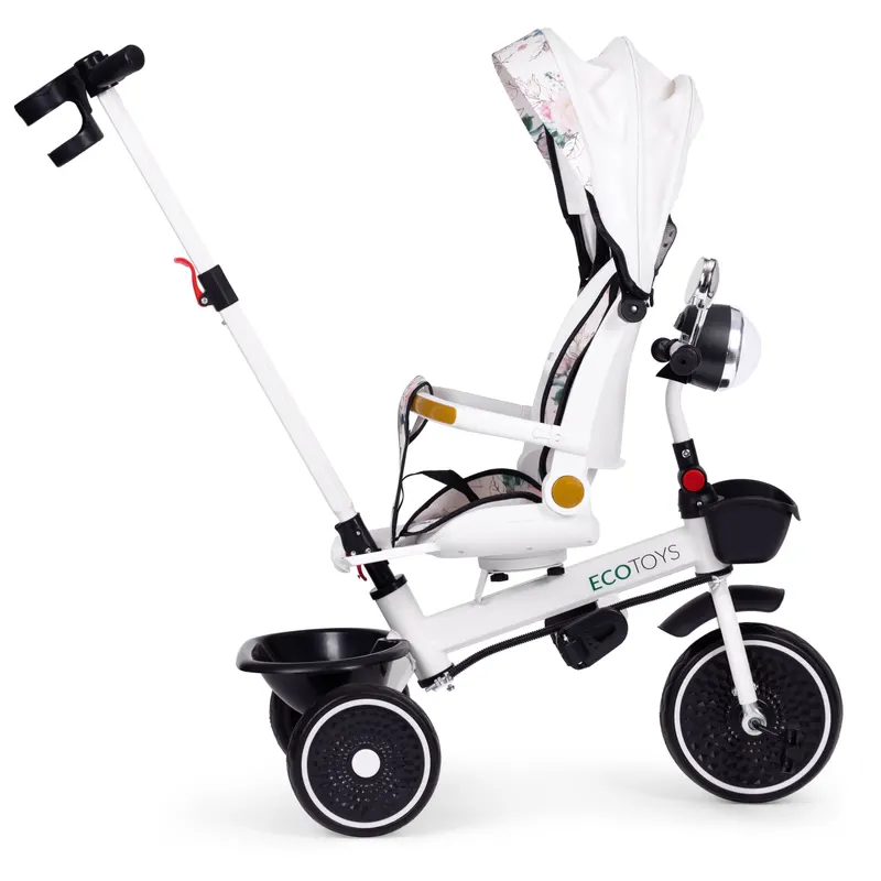Tricicleta Ecotoys, maner paternal, scaun reversibil, copertina, alb KID005949 — imaginea 5