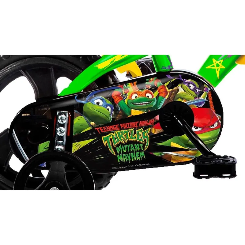 Bicicleta Copii Dino Bikes, Testoasele Ninja, 12 inch, sistem frana, verde/galben KID909484 — imaginea 5