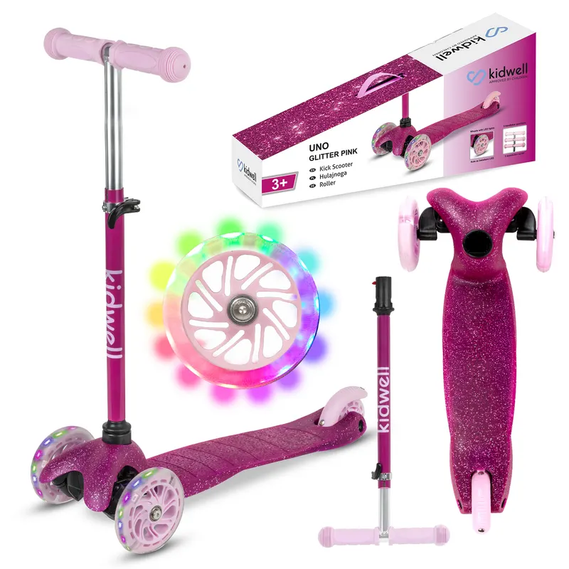 Trotineta Kidwell UNO, roti LED, ghidon reglabil, roz KID709210 — imaginea 5