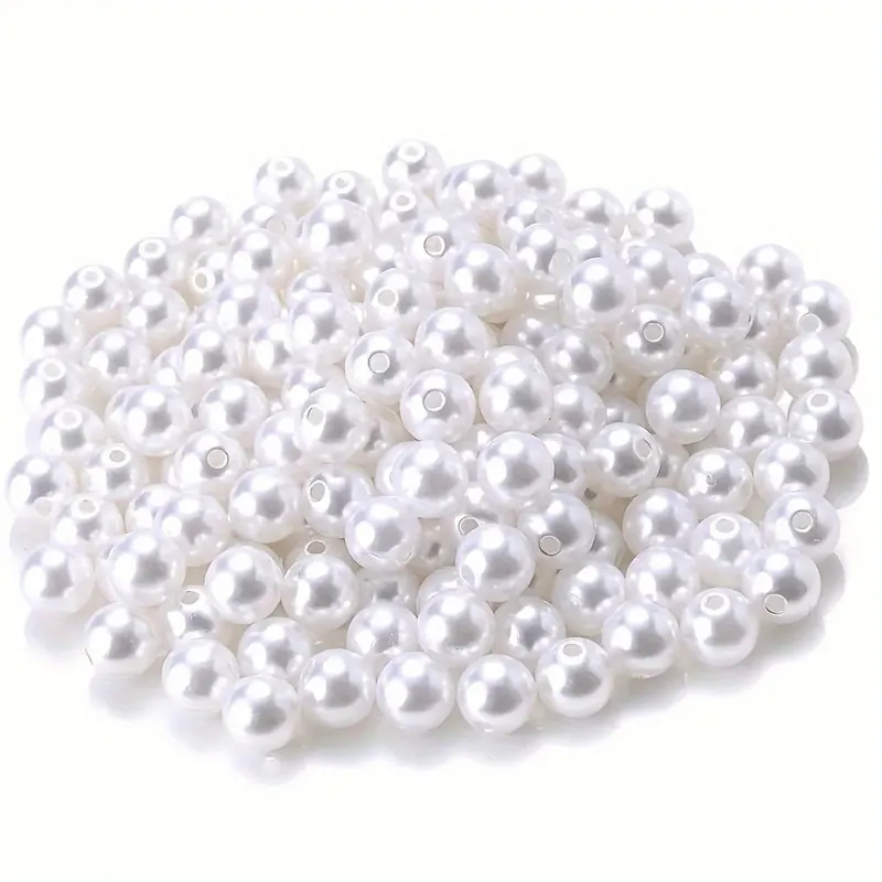 Margele perle din plastic pentru activitati crafts cu diametru 8 mm, alb ,20 grame