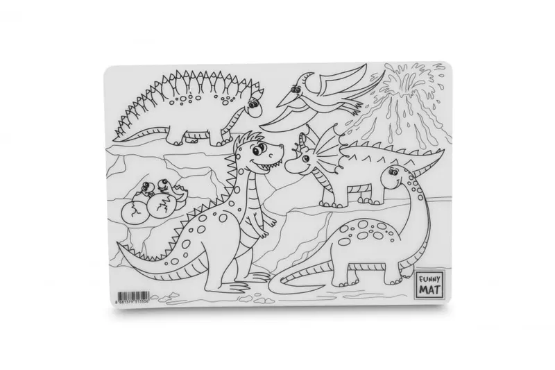 Plansa reutilizabila cu desene de colorat, model Dinozauri,25x35 cm