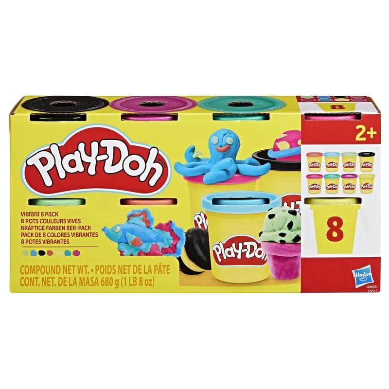 PLAY DOH SET 8 CUTII DE PLASTELINA CULORI VIBRANTE