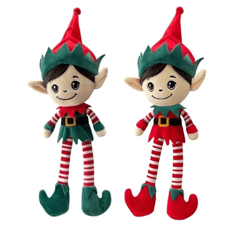 Set 2 Elfi de Plus 50 Cm, Jucarii Moi si Vesele de Craciun, Prieteni Magici pentru Copii
