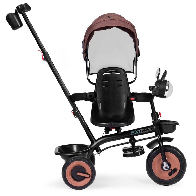 Tricicleta Ecotoys, 3 in 1, scaun rotativ, melodi si lumini, copertina, bej KID005963 — imaginea 2