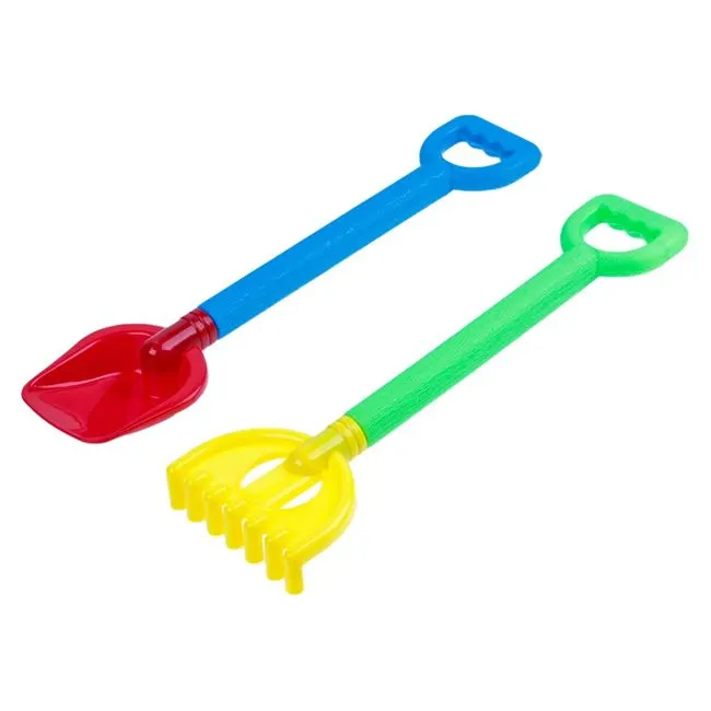 Set 2 jucarii pentru nisip grebla si lopata,plastic,34 cm