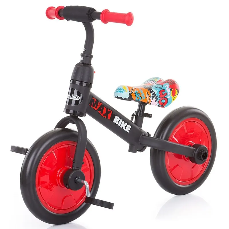 Bicicleta Chipolino Max Bike, 2 in 1, pedale, roti ajutatoare, rosu KID046675 — imaginea 3