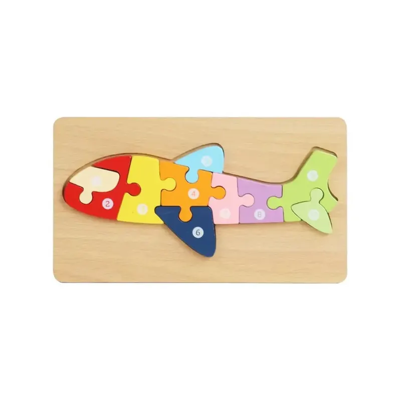 Puzzle 3D Montessori din lemn, 10 piese, 2 ani+ - Avion