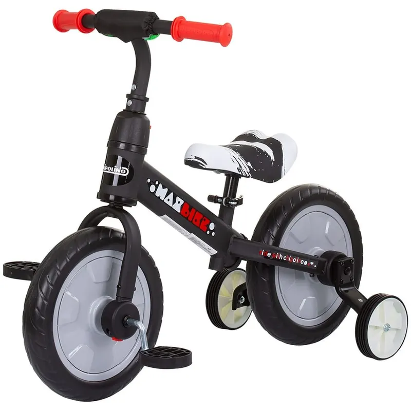 Bicicleta Chipolino Max Bike, 2 in 1, pedale, roti ajutatoare, gri KID055790