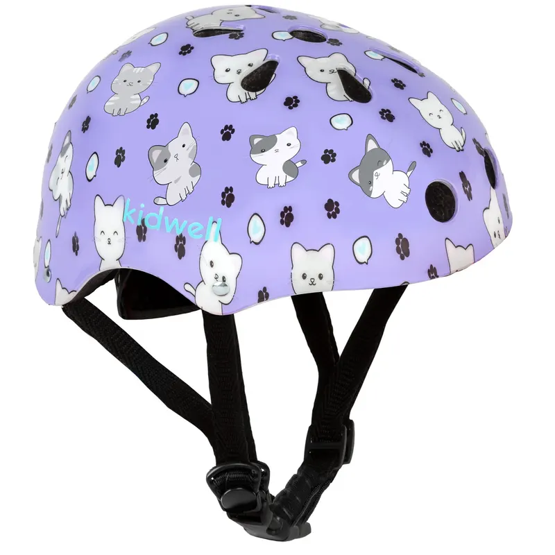 Casca bicicleta copii Kidwell ORIX Plus Kitty, curele reglabile, orificii aerisire, mov KID707926