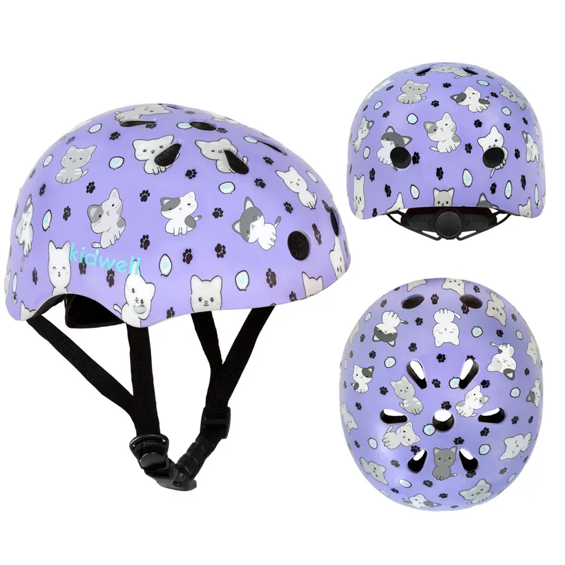 Casca bicicleta copii Kidwell ORIX Plus Kitty, curele reglabile, orificii aerisire, mov KID707926 — imaginea 3