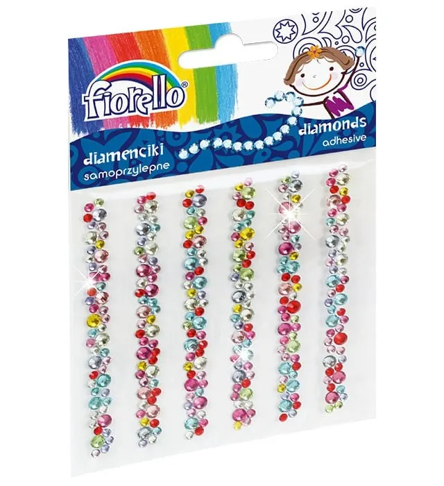 Accesorii creatie decor,6 sirag flori diverse culori,diamante autoadezive blister,9cm