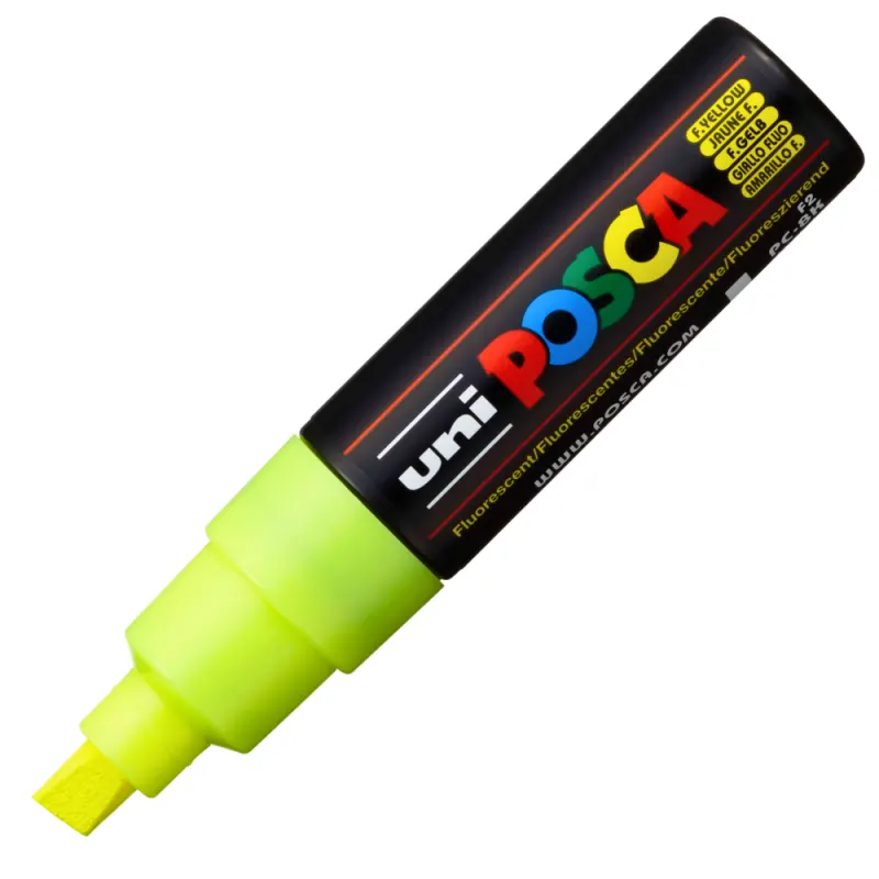 Marker UNI PC-8K Posca, 8.0 mm,varf tesit,galben fluorescent
