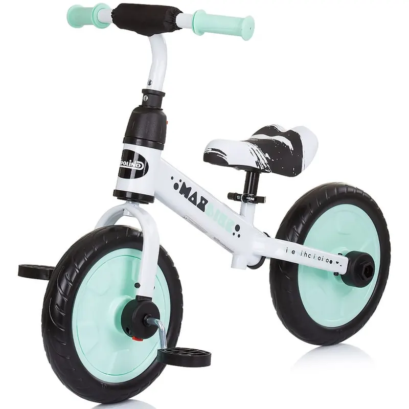 Bicicleta Chipolino Max Bike, 2 in 1, pedale, roti ajutatoare, menta KID055806 — imaginea 2