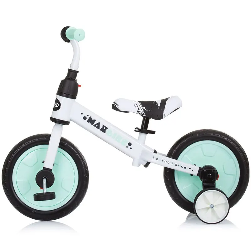 Bicicleta Chipolino Max Bike, 2 in 1, pedale, roti ajutatoare, menta KID055806 — imaginea 3