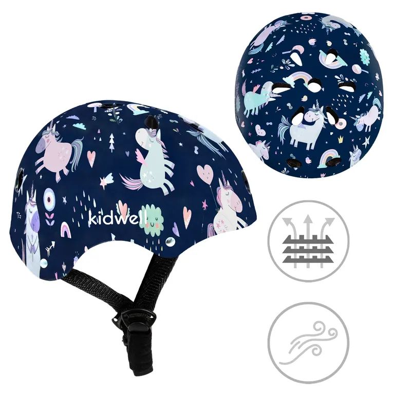 Casca bicicleta copii Kidwell ORIX Plus Unicorn, curele reglabile, orificii aerisire, albastru KID707940 — imaginea 4
