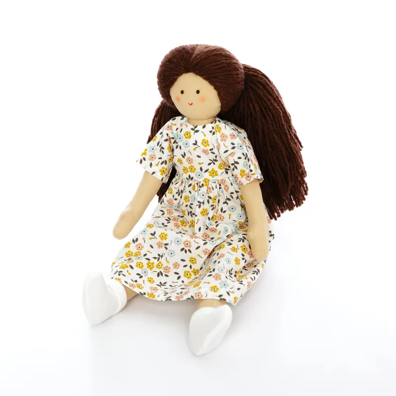 Twinkle Doll cu Rochie Alba cu Flori, papusa textila, 35 cm — imaginea 2