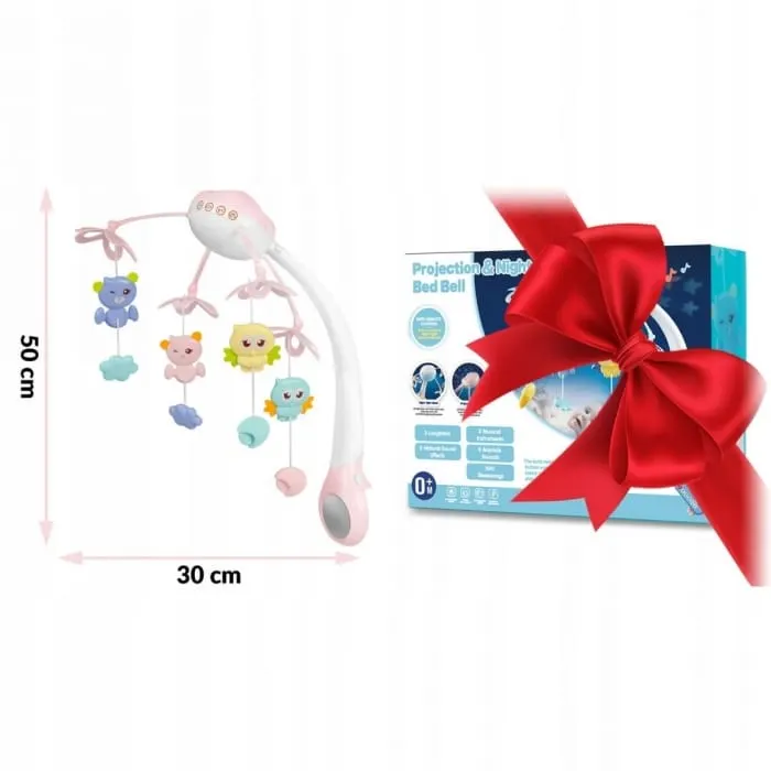 Carusel muzical patut Ricokids, cu proiector, sunete si jucarii, roz KID607203 — imaginea 3