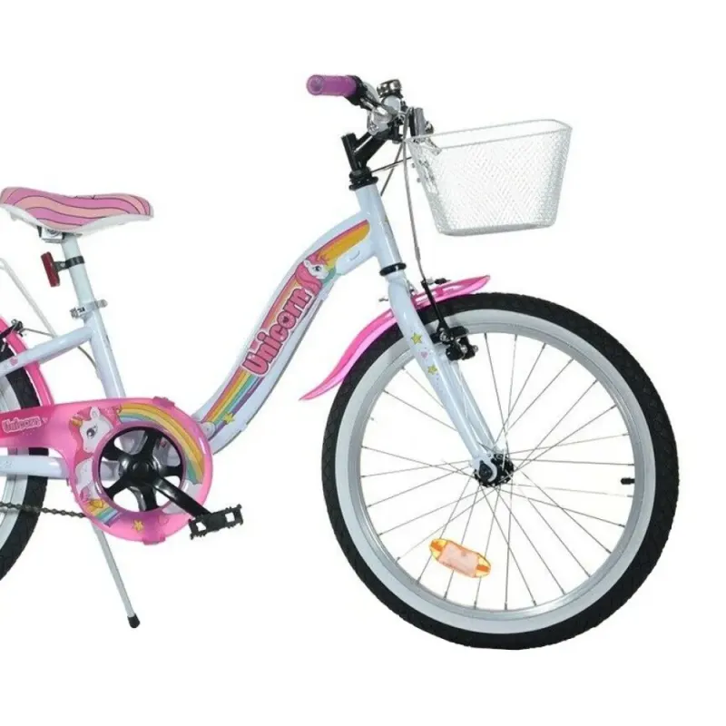 Bicicleta Copii Dino Bikes, Unicorn, 20 inch, sistem frana, cos depozitare, alb/roz KID905189 — imaginea 2