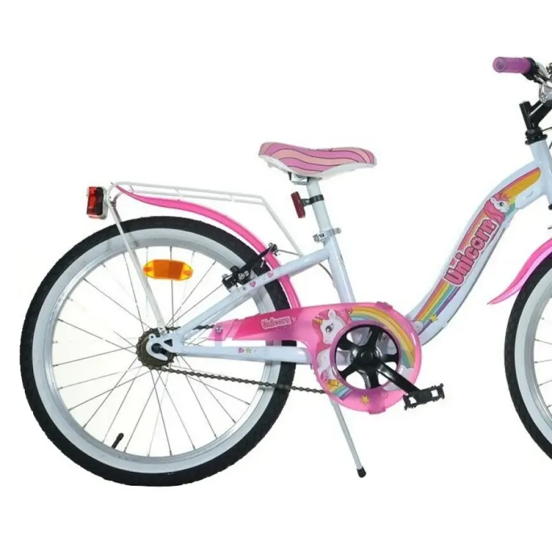 Bicicleta Copii Dino Bikes, Unicorn, 20 inch, sistem frana, cos depozitare, alb/roz KID905189 — imaginea 3