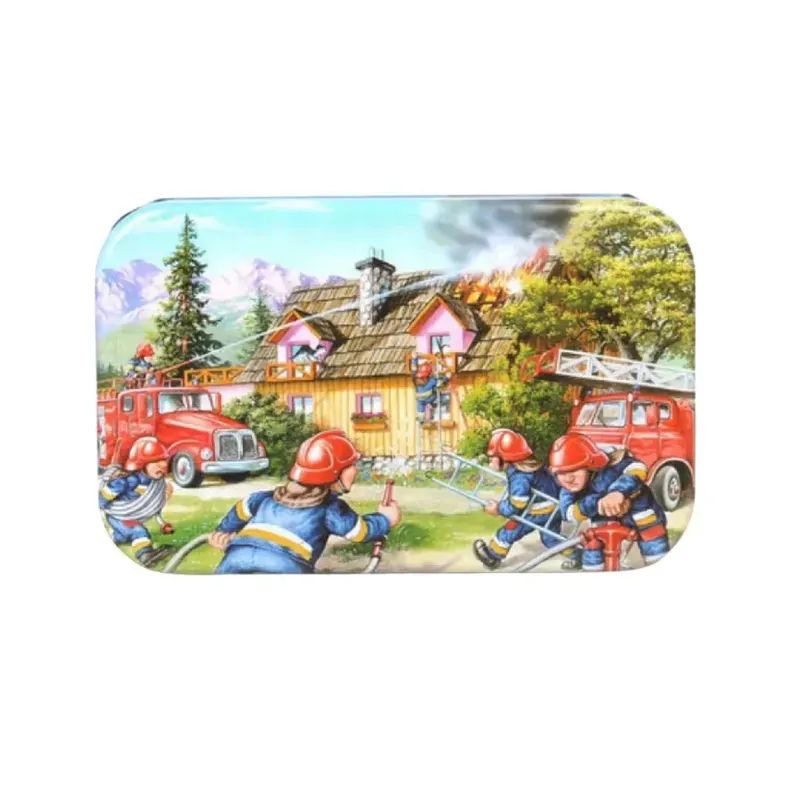 Puzzle cu 60 piese în cutie metalică - Pompieri