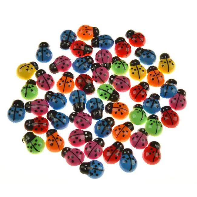 Buburuze din lemn pentru activitati crafts,multicolor,1.5 cm,50 bucati