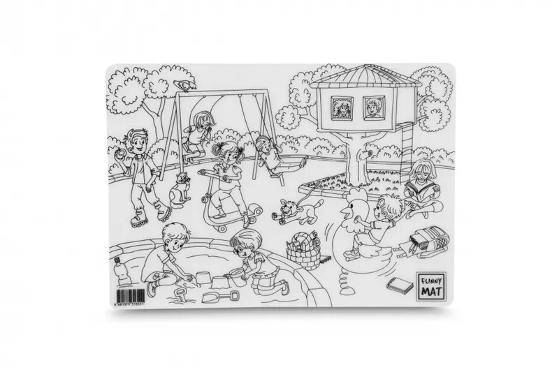Plansa reutilizabila de colorat Funny Mat, model Loc de joaca, 25 35 cm