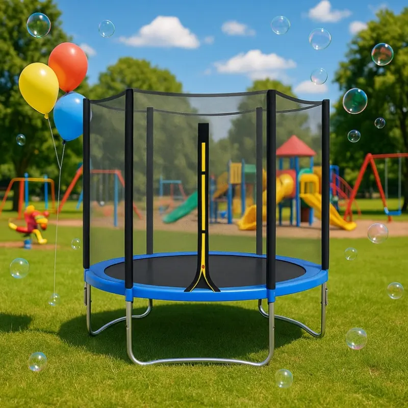 Trambulina pentru Copii 3-10 Ani Ludiro, Plasa de Siguranta, Diametru 183 Cm, Inaltime 210 Cm, Albastru