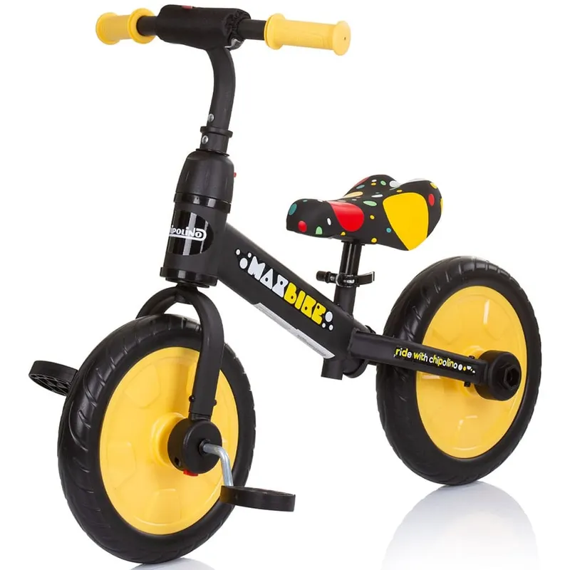 Bicicleta Chipolino Max Bike, 2 in 1, pedale, roti ajutatoare, galben KID055813 — imaginea 2