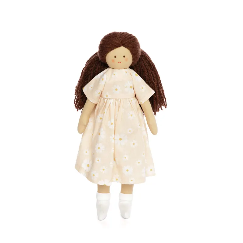 Twinkle Doll cu Rochie Roz cu Margarete, papusa textila, 35 cm