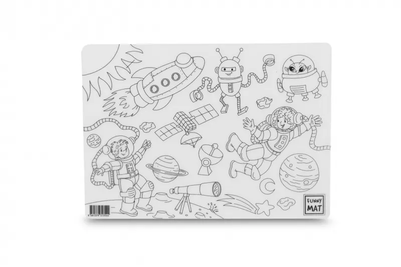 Plansa reutilizabila de colorat Funny Mat, model Spatiu cosmic, 25 35 cm