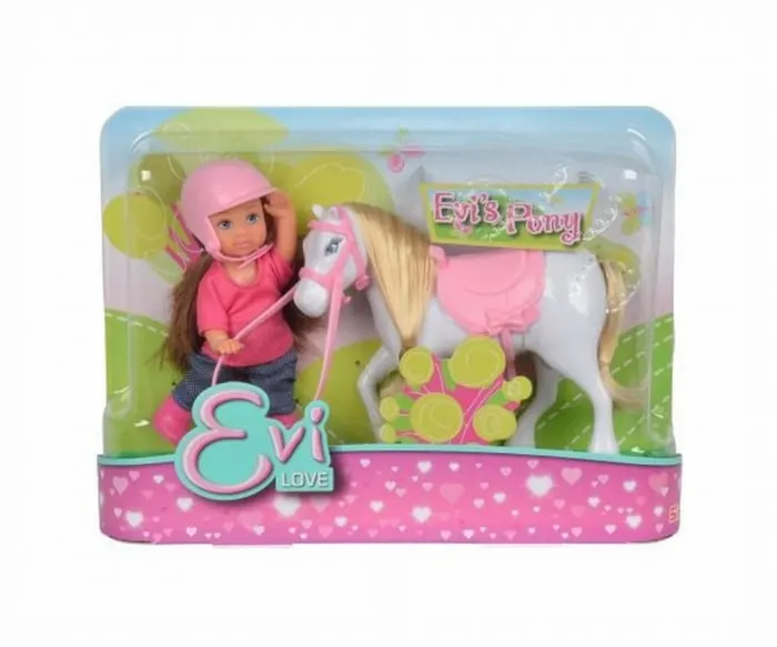 Set Papusita Evi cu Calut Alb