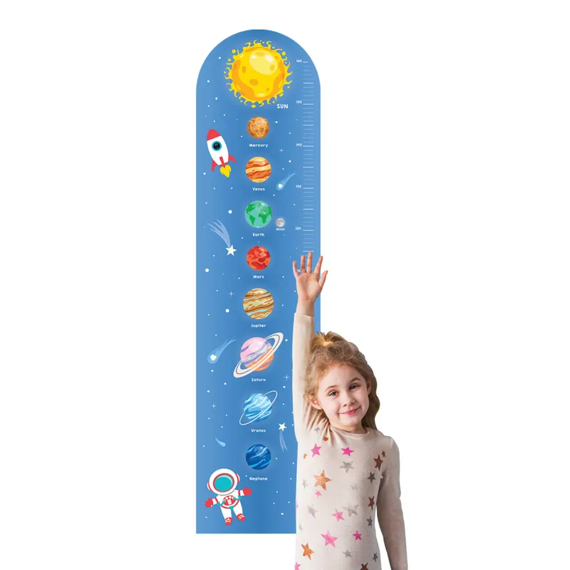 Rigla de Crestere Copii Ludiro, Tematica Spatiu si Planete, Non-toxic, Autoadeziv, 123×30 Cm
