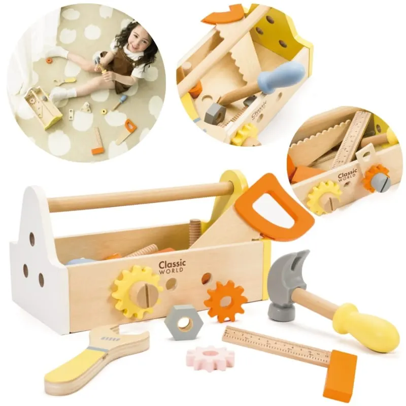 Set cutie unelte Classic World, lemn, multicolor, 20 piese KID021787 — imaginea 2