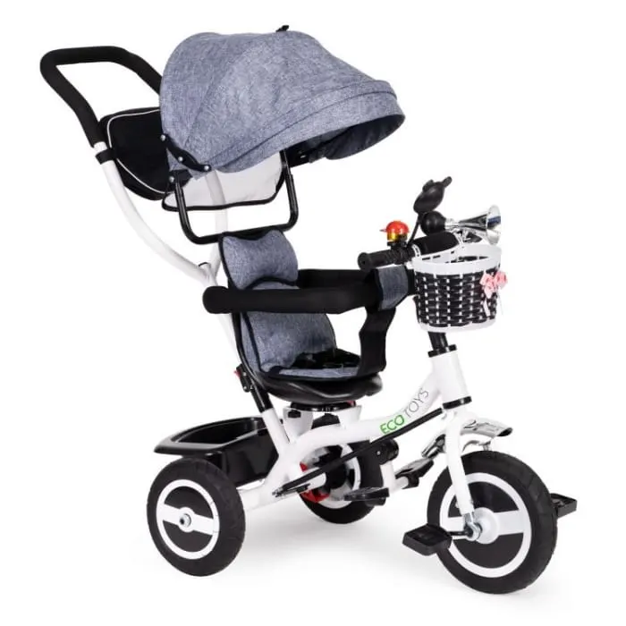 Tricicleta Ecotoys JM-066-9L, sezut rotativ, gri KID974122
