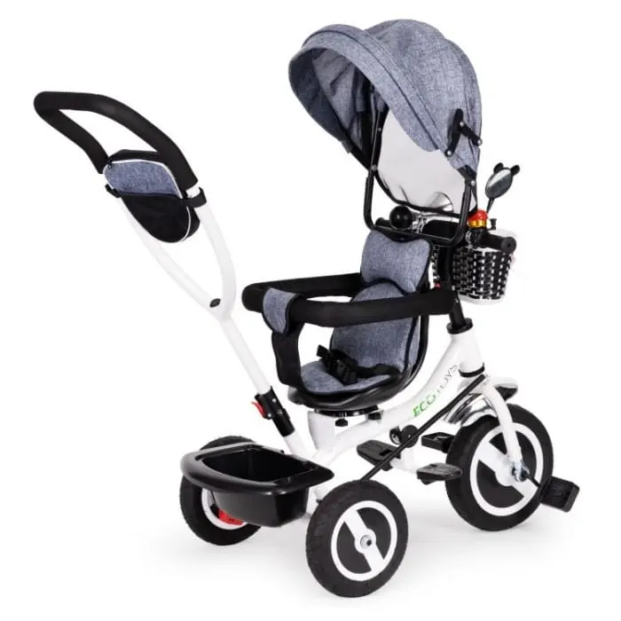 Tricicleta Ecotoys JM-066-9L, sezut rotativ, gri KID974122 — imaginea 4