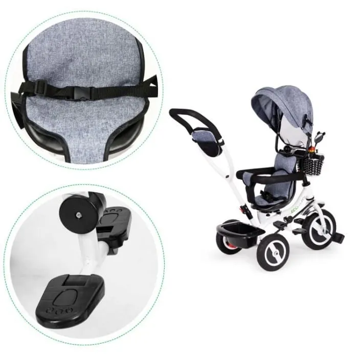 Tricicleta Ecotoys JM-066-9L, sezut rotativ, gri KID974122 — imaginea 5