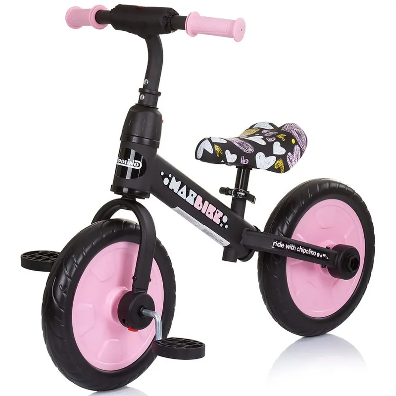 Bicicleta Chipolino Max Bike, 2 in 1, pedale, roti ajutatoare, roz KID055820 — imaginea 2