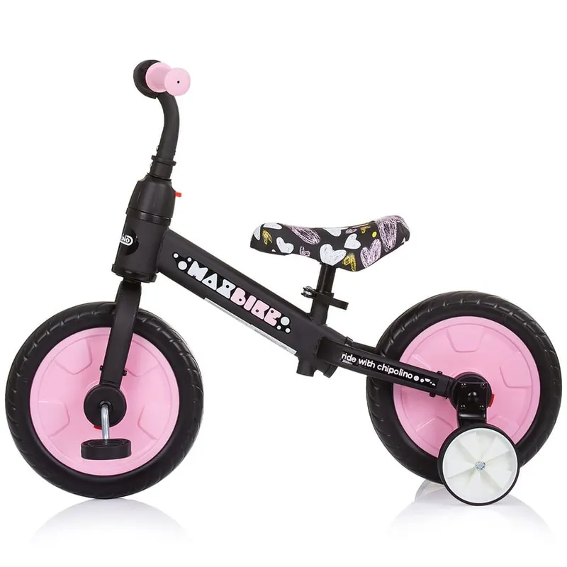 Bicicleta Chipolino Max Bike, 2 in 1, pedale, roti ajutatoare, roz KID055820 — imaginea 3