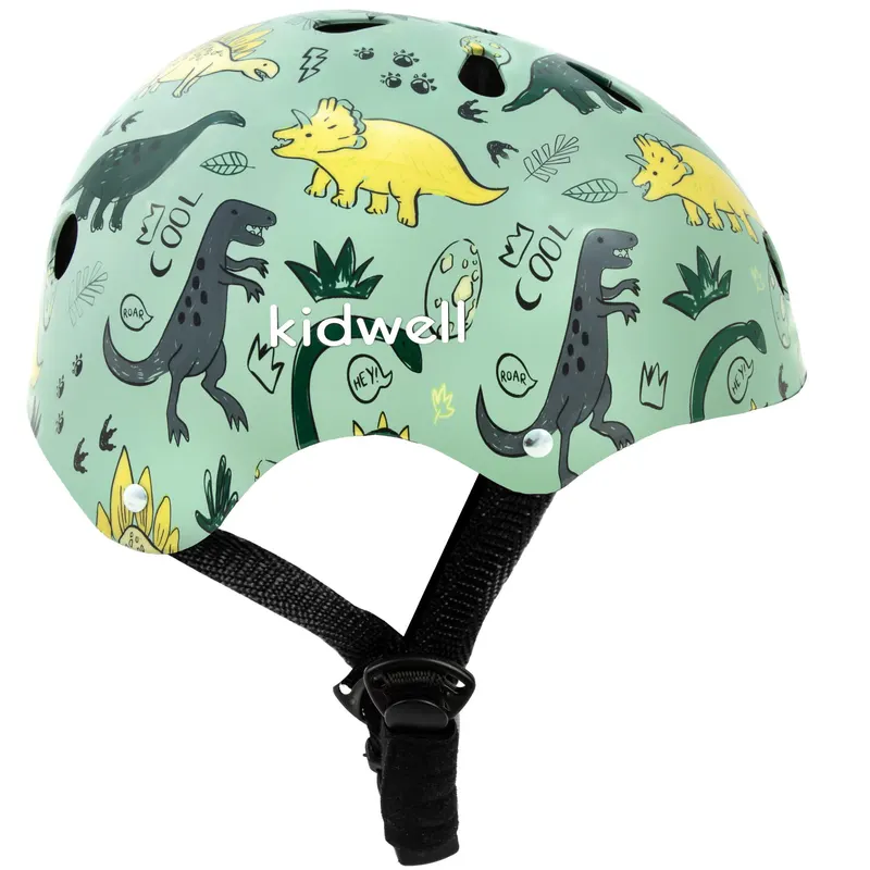 Casca bicicleta copii Kidwell ORIX Plus Dino, curele reglabile, orificii aerisire, verde KID707964