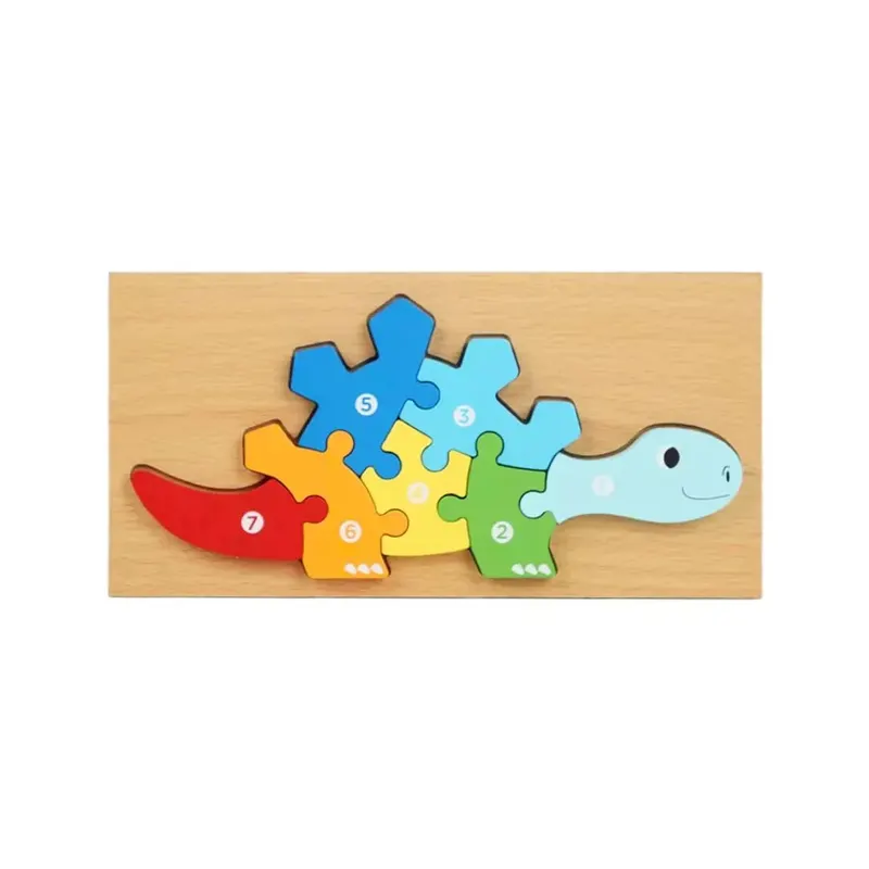 Puzzle 3D din lemn, 6-9 piese, 2 ani+ - Broască țestoasă