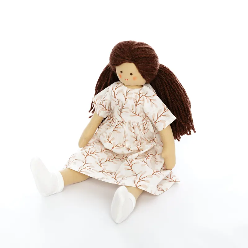 Twinkle Doll cu Rochie cu imprimeu bej, papusa textila, 35 cm — imaginea 2